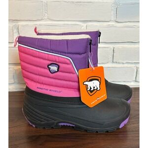 NWT Arctic Shield Kids Pink Purple Snow Boots Waterproof Winter Shoes Size 4 New
